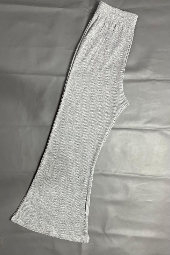 Flare Pants Cutbray Rib Knit Stretch Wanita Celana Panjang Highwaist Casual Premium