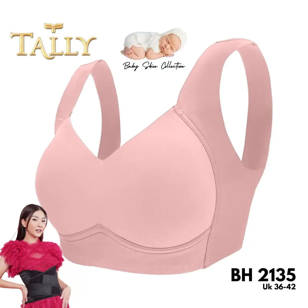 TALLY BH 2135 Bra Wanita Tanpa Kawat Busa Tipis Bahan Seamless Baby Skin CUP B - C Kait 3 Bra Kemben Fashionable Dewasa dan Remaja
