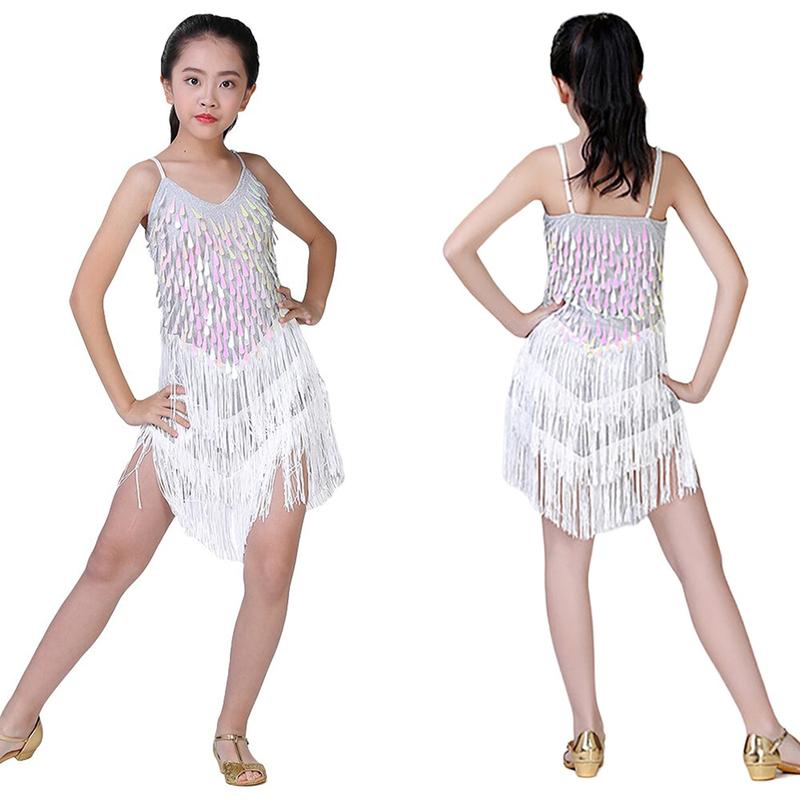 Product Introduction of Váy Tua Rua Kim Sa Cho Bé Gái, Trang Phục Váy Khiêu Vũ Latin Lấp Lánh Cho Trẻ Em, Trang Phục Khiêu Vũ Múa Ba Lê Tango Rumba, Thích Hợp Cho 5-18 Tuổi 29
