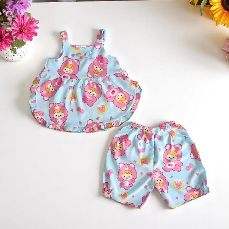 Đồ tole bé gái 5 - 13kg số 1-6, đồ bộ tole bé gái quay dây quần đùi, chất tole 2 da loại 1, chọn đúng size không trừ hao, set quần bí cho bé gái, bộ lanh mát cho bé gái