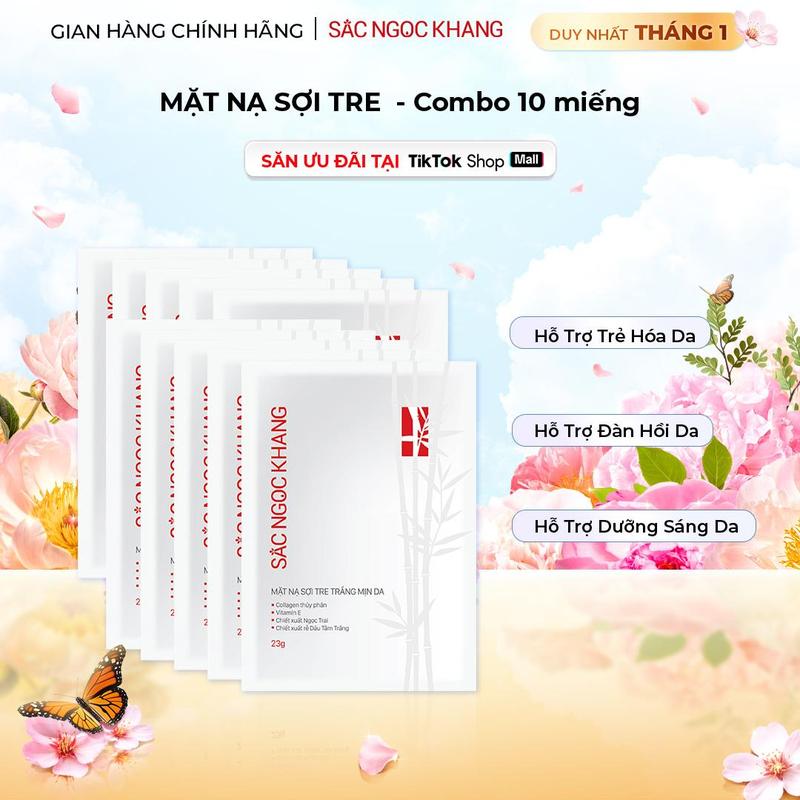 Set 10 Miếng Mặt Nạ Sợi Tre Hỗ Trợ Cấp Ẩm Sắc Ngọc Khang Đắp Mặt Skincare Làm Đẹp Da Dưỡng Ẩm Da Nữ