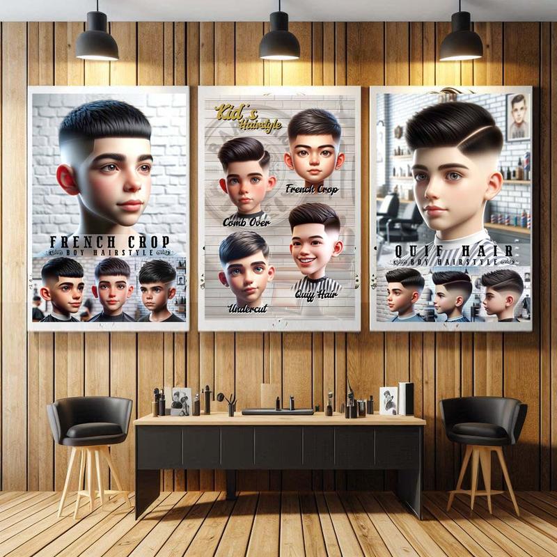 POSTER PAPAN KAYU PANGKAS RAMBUT, BARBERSHOP DAN SALON , MODEL RAMBUT ANAK Laki-laki Pria Pria 0