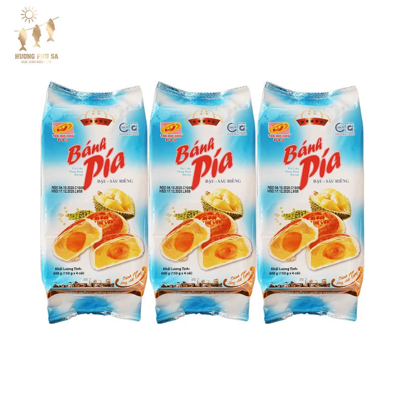 Bánh Pía 5 Sao Tân Huê Viên Combo 3 Cây Nhân Đậu Xanh Sầu Riêng Trứng Muối - Đặc Sản Sóc Trăng