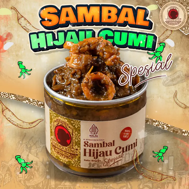 Sambal Hijau Cumi Spesial DAPOER KUNO [150 Gram] Kaleng Food Makanan Masakan 0