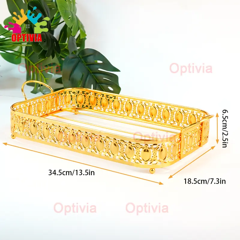 OPTIVIA Emas Snack Tray Kue Storage Jar Snack Bowl Tempat Saji Snack Cemilan Kotak Makanan Toples Lebaran Set Nampan Topless 7