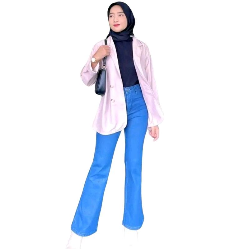 Yas Yas - Cutbray jeans higwaist model korean Style Wanita Denim Panjang Cewek Celana Melar celana cutbray outfit ootd  jeans  high  waist cutbray  jeans cutbray cutbray  jeans  wanita cut  bray  jeans  001 Skinny Stretch Nyaman celana  jeans 3