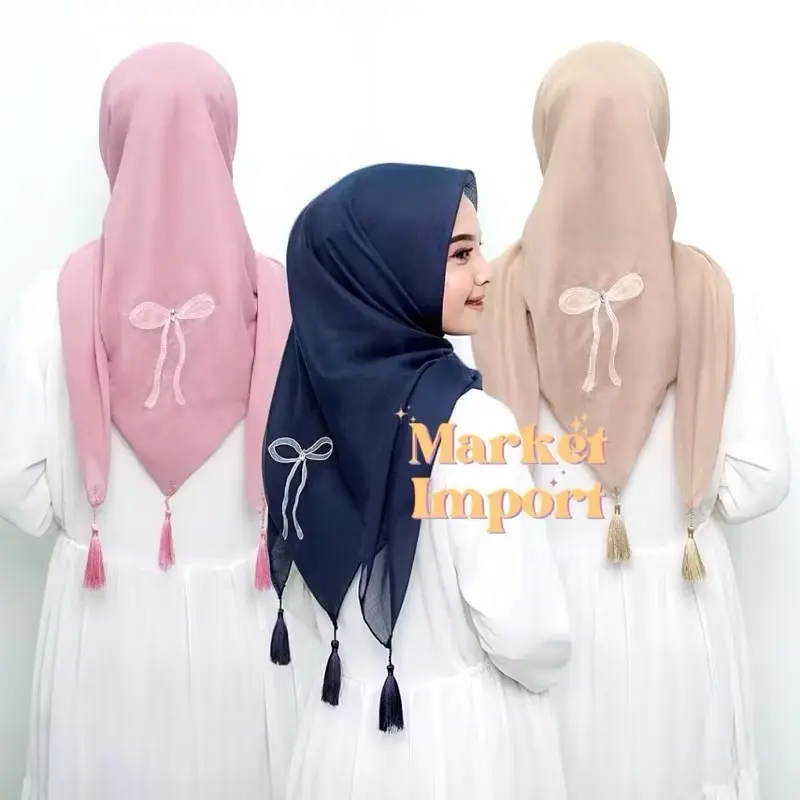 Hijab Paris Coqoette Bordir Pita Besar / Kerudung PARIS JADUL daily Muslimah By Nattawin