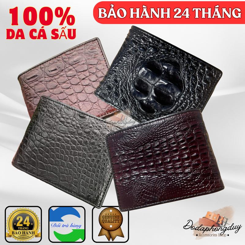 Ví Nam Da Cá Sấu Thật Có Nhiều Ngăn Đựng Thẻ - Bảo Hành 24 Tháng