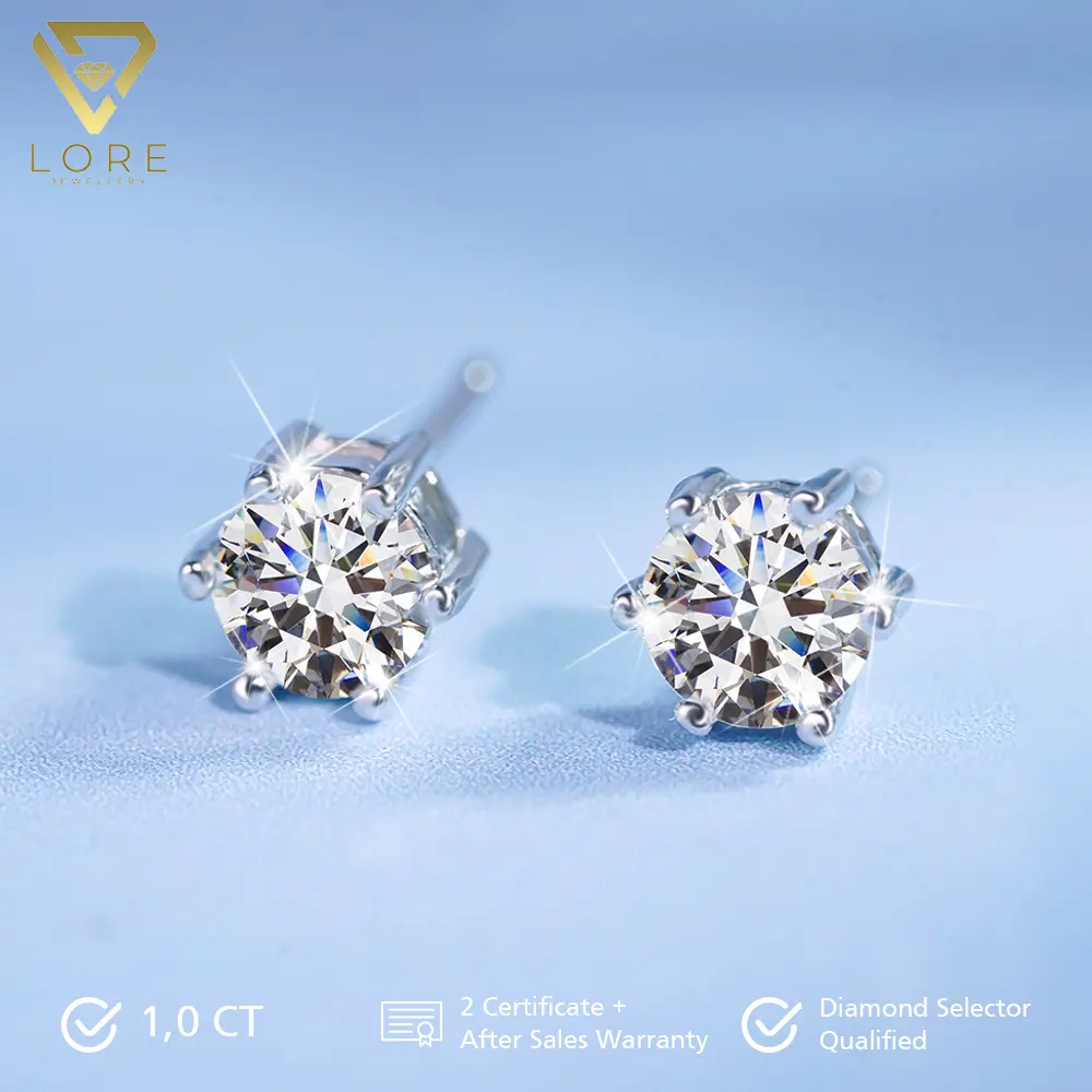 Anting Moissanite Lapis Emas 18K  - Simply Elegant Moissanite Earrings 0.5 CT /  1.0 CT - Lore Jewellery
