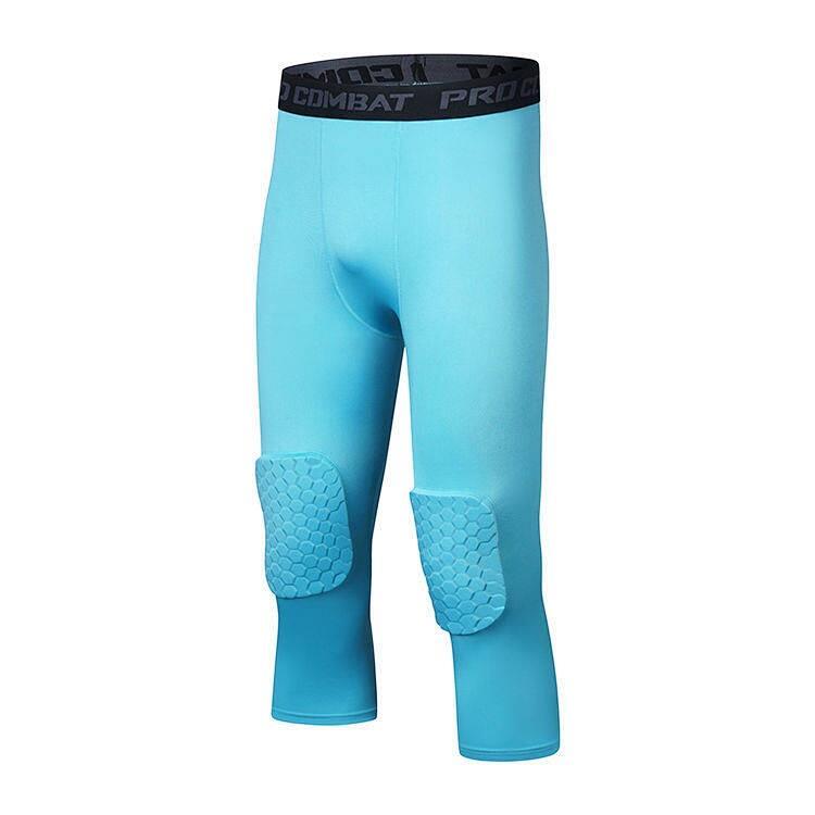 Product Introduction of Children Little Kids Small Equipment Honeycomb Knee Brace Anti Collision Training High Elasticity Basketball Leggings Cropped Sports and Fiess Pants 5