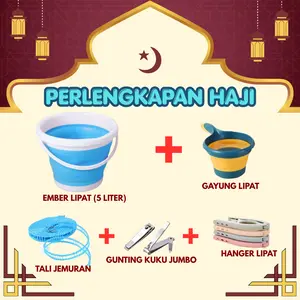 PAKET HEMAT Premium Ember + Gayung lipat Portable Plastik Silikon haji umroh praktis