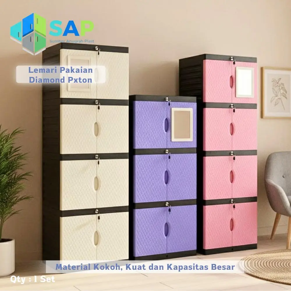 CS JAYA ACC Lemari Pakaian Rak Baju Storage 2 3 4 5 Susun Diamond kunci Pxton Multifungsi serbaguna