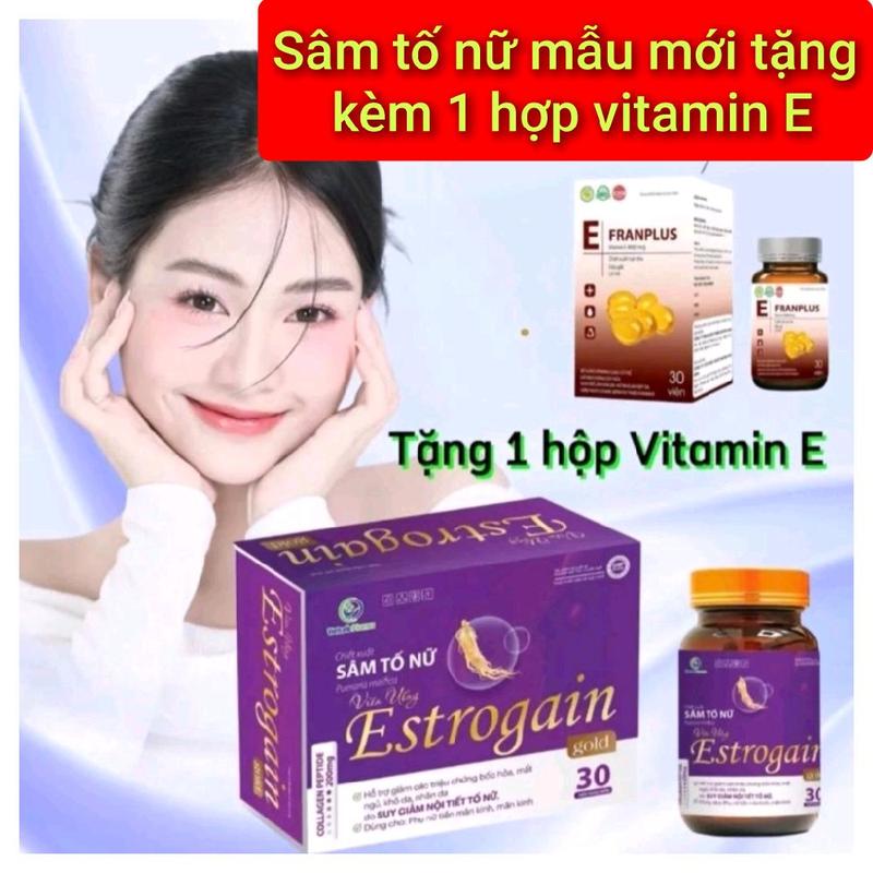 Viên uống Estrogen Sâm tố nữ mẫu mới.Collagen PEPTIDE T T tặng 1hộp vitamin E Thực phẩm bổ sung hổ trợ chăm sắc đẹp.