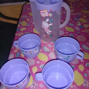 Teko Set Printing || Cangir Saigon Printing || 1Pcs Teko 950 ML || 4 Pcs Cangkir Gagang Printing