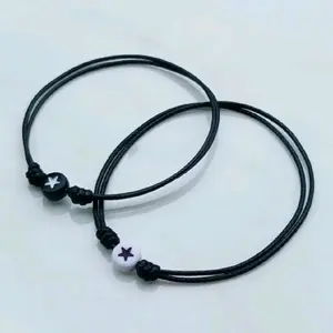 Gelang Couple Starboy Dan Stargirl Hitam putih Tali korea Model Barcellet Aksesoris elegan