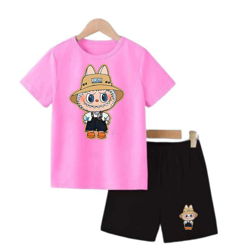 SETELAN ANAK-ANAK COWOK DAN CEWEK MOTIF LABUBU  / BAJU ANAK-ANAK LAKI - LAKI DAN PEREMPUAN / KAOS ANAK SET ANAK PRIA DAN WANITA / LB FARMER 4