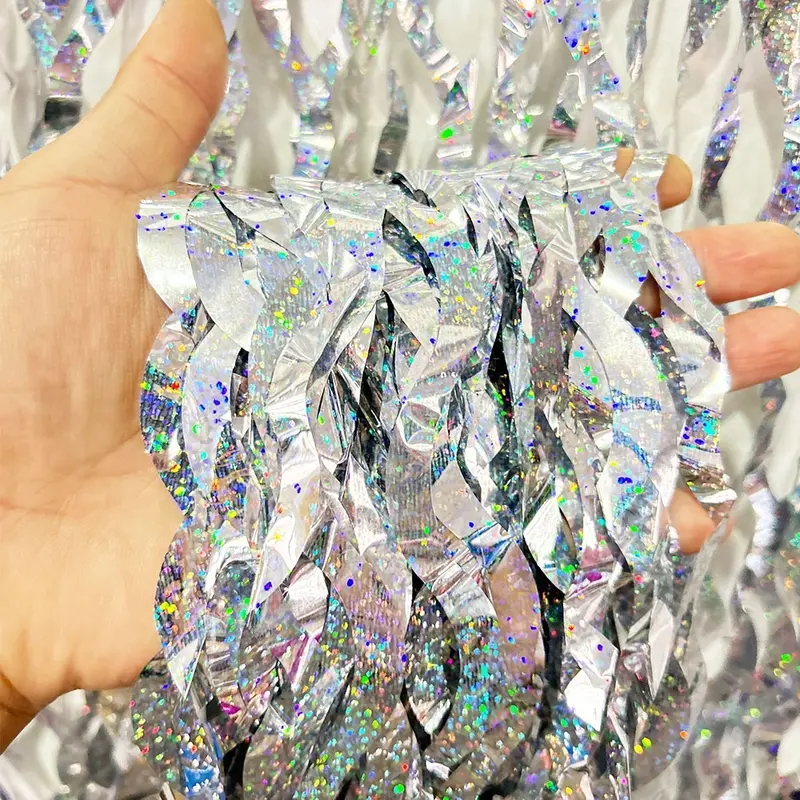 COD (YBL) Tirai Dekorasi Kantor Kelas Pesta Ulang Tahun Tirai Rumbai Plastik Chrome Foil 99 x 180 Cm Foil Curtain Backdrop Curtain Selinger Metalik t Murah (BELI LOKAL) 7