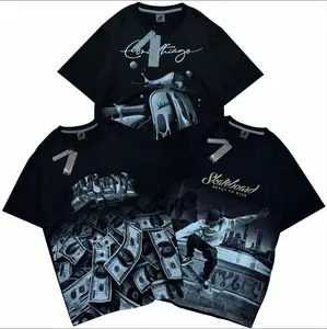 Paket 3 Kaos Distro BRIGHTWEAR Full Print Dewasa Size M-XXL dengan Motif dan Sablon Oblong Pendek - Polos, Panjang Katun Nyaman Santai Pria Keren Variasi Baju Bulat Atasan Putih