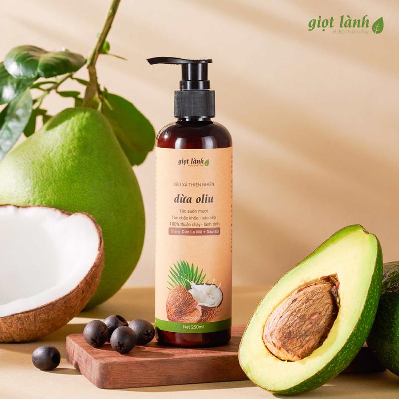 Dầu xả thiên nhiên Dừa Oliu - Tóc suôn mượt giảm xơ rối Giọt Lành 250gram
