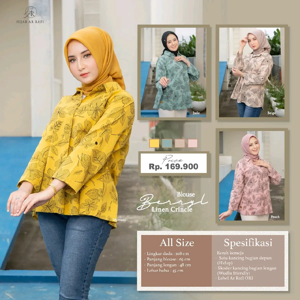 Berryl Blouse By Arrafi Hijab Ori Terbaru
