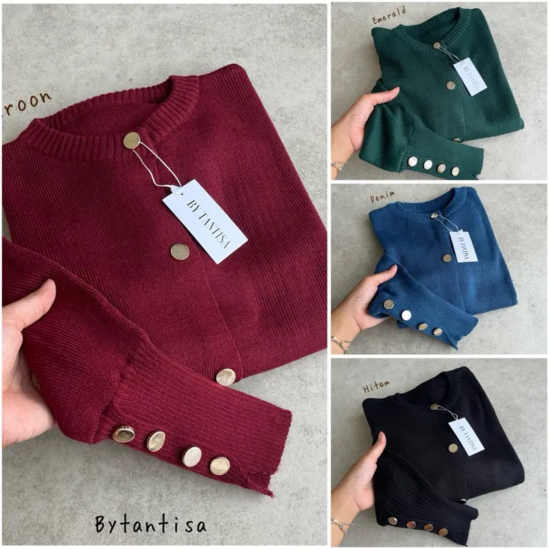 Bytantisa - Cardigan Rajut Polos Viya Lengan Kancing Bahan Lembut