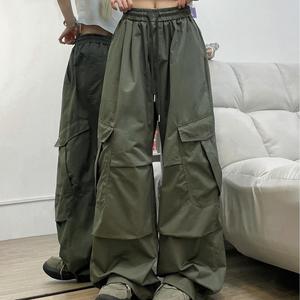 American retro Cargo pants women's straight leg wide leg pants summer new loose casual Trousers Womenswear Bottom Lingerie Maternity Apricot Basic Minimalist
