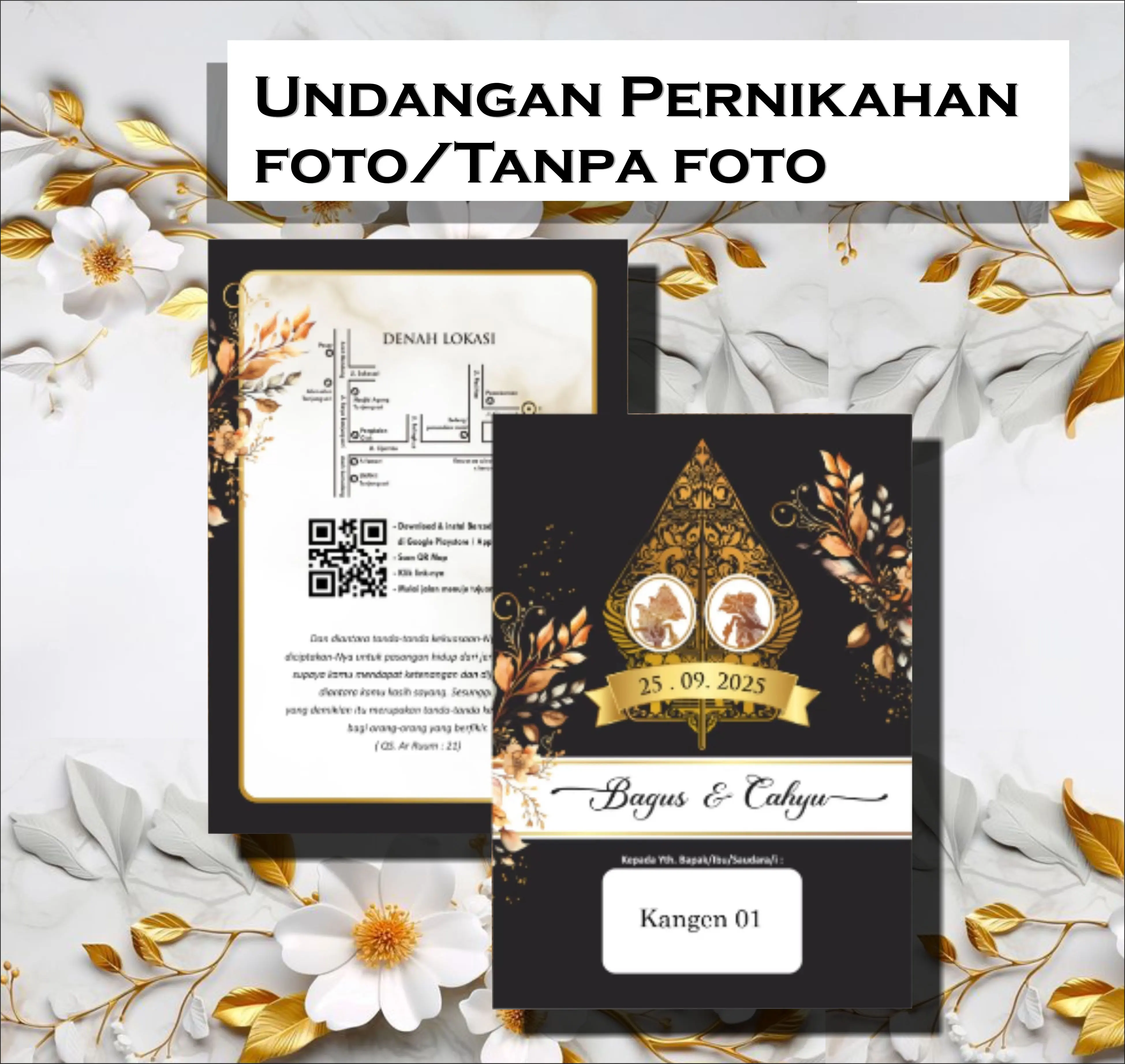 (100pcs) Cetak Undangan Pernikahan Undangan Nikah Surat Undangan Murah Simple Kertas Card Plastik vintage