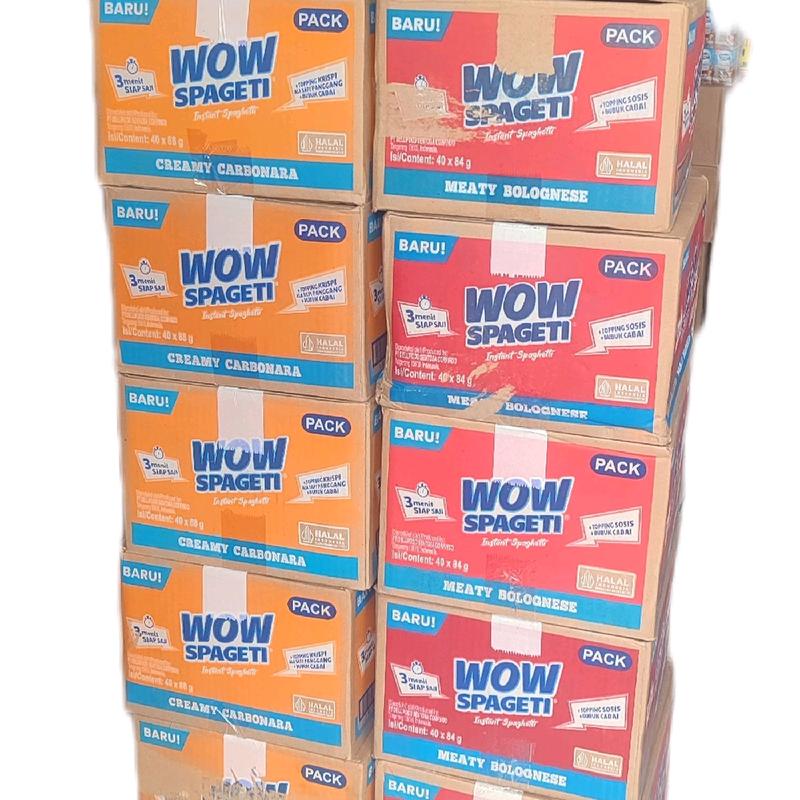 promo  mie wow spageti  instan carbonara dan Bolognese kartonan 4