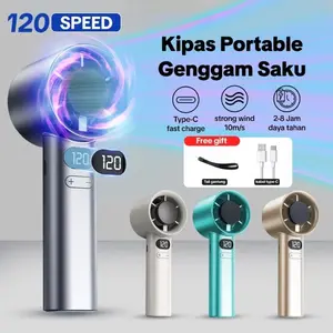 Kipas Turbo M11 Kipas Portable Mini 120 Super Speed Bahan Logam Angin Kencang LED Display Ideal untuk Kenyamanan Sehari-hari