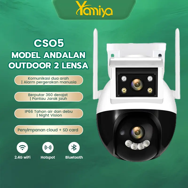 [Eksklusif]COD Yamiya Outdoor CCTV V380 PRO Dual Lens PTZ WiFi Wireless Camera IR Night Vision Waterproof Smart Security IP Camera Jam Kamera