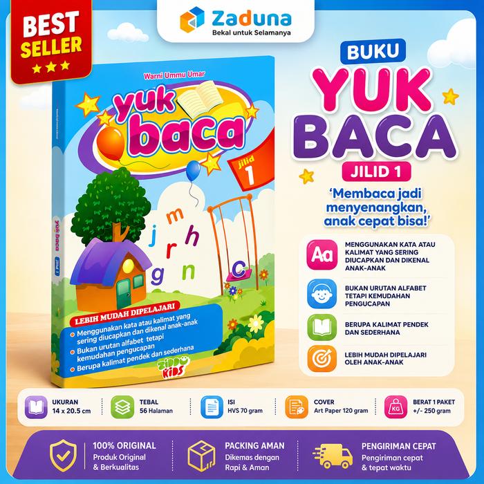 Gambar Ummu Umar Ziddu Kids Yuk Baca Buku Belajar Membaca Anak TK Metode Mudah Usia Pra-Sekolah SD Jilid 1 Warni Ukuran 14x20.5 cm Tebal 56 52 42 56 Hal Isi HVS 70 gram Cover Art Paper 120 gram dari Penerbit Zaduna Official Kab. Sukoharjo Tokopedia