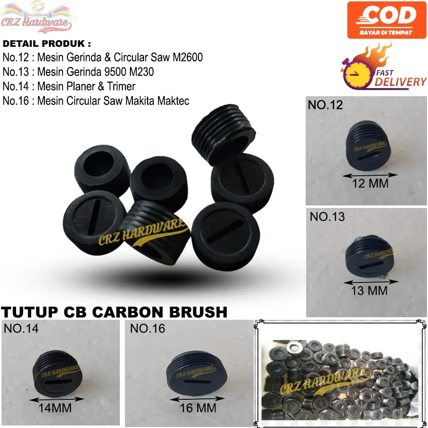 Tutup Carbon Brush CB Areng Arang Kul Spul Bostel Gerinda Trimer Planer Circular Saw Gergaji Sirkel