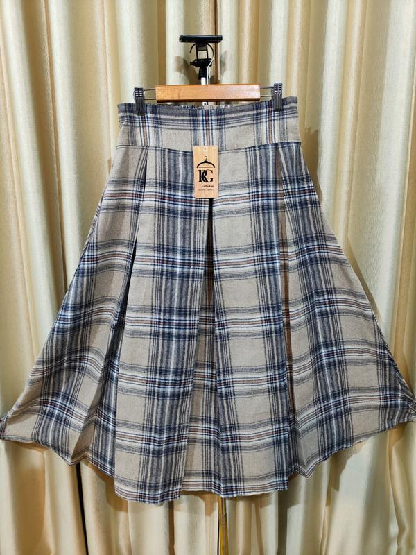 ROK MIDI FLANEL WANITA/ ROK 7/8 KOTAK KOTAK 6