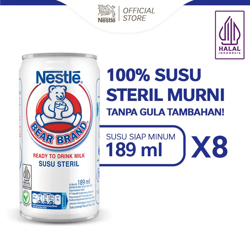 BEAR BRAND Susu Beruang Susu Steril 189mlx8pcs 0