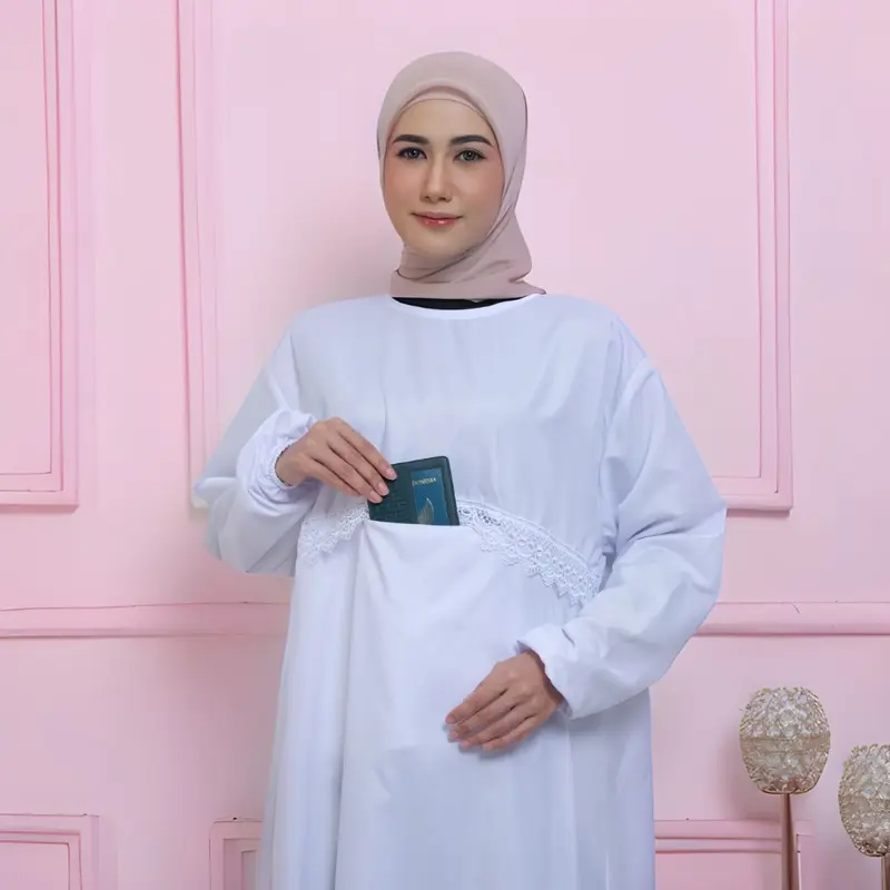 Perlengkapan pakaian Ihrom Paket Haji Dan Umroh Gamis Bergo Singlet Celana Sarung Tangan Tas Batu Jumroh 1