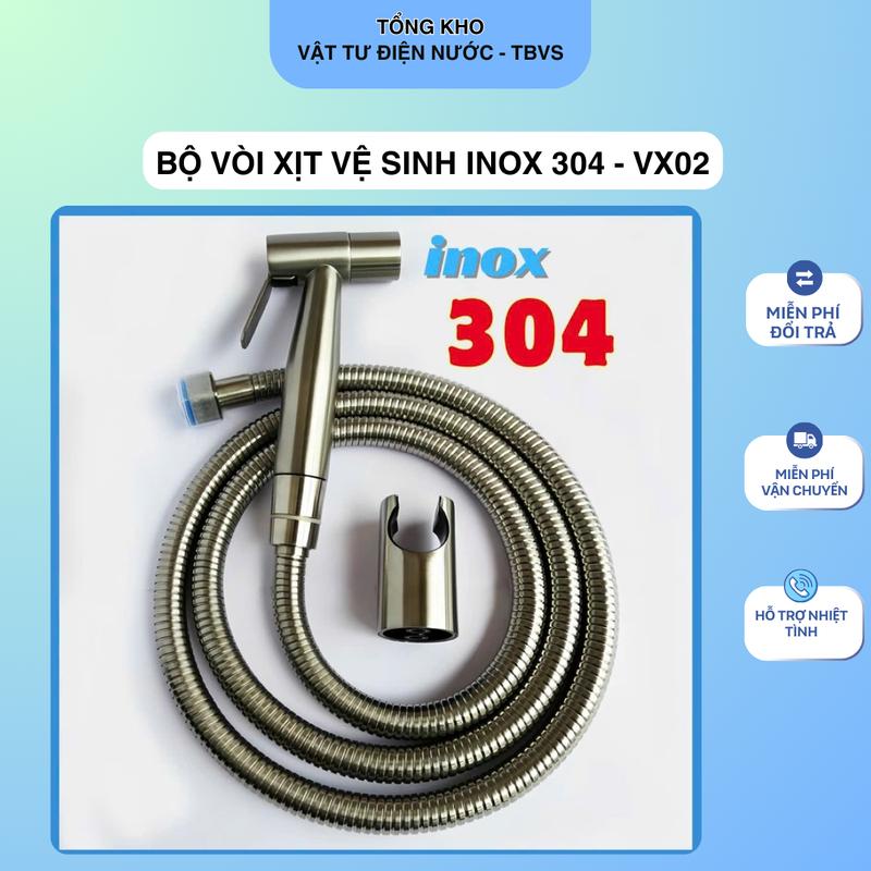 Bộ Vòi xịt vệ sinh Toilet chất liệu INOX 304 cao cấp đủ bộ dây cài