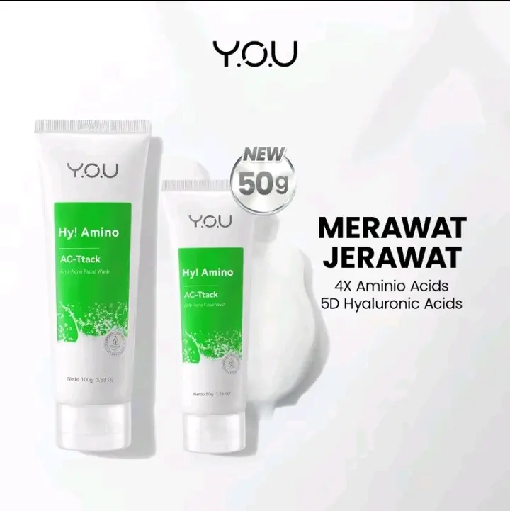 YOU Hy Amino AC-Ttack Anti Acne Facial Wash 100g Sabun Cuci Muka Acnes Facial Wash Bekas Jerawat Y.O.U Sabun Acne Skincare