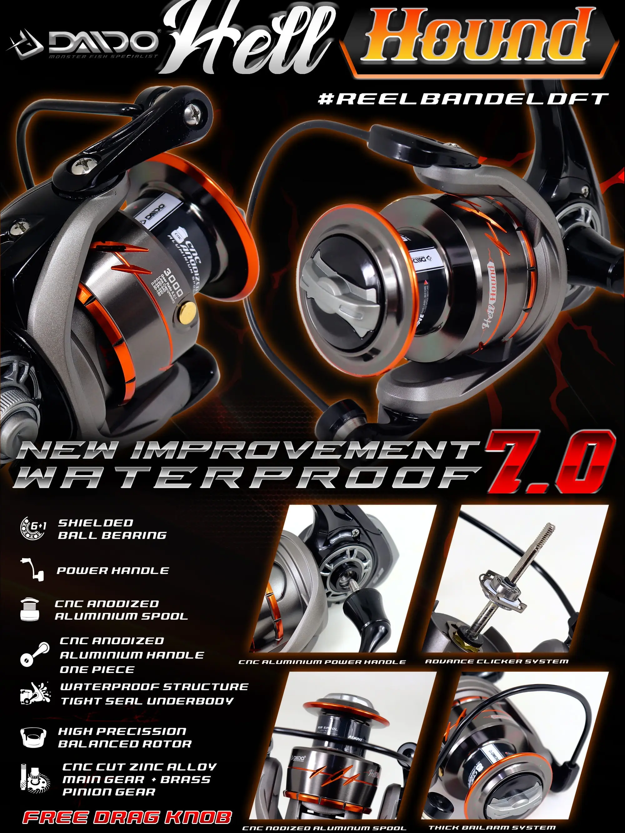 Daido - Reel Hell Hound Waterproof 7.0 Power Handle