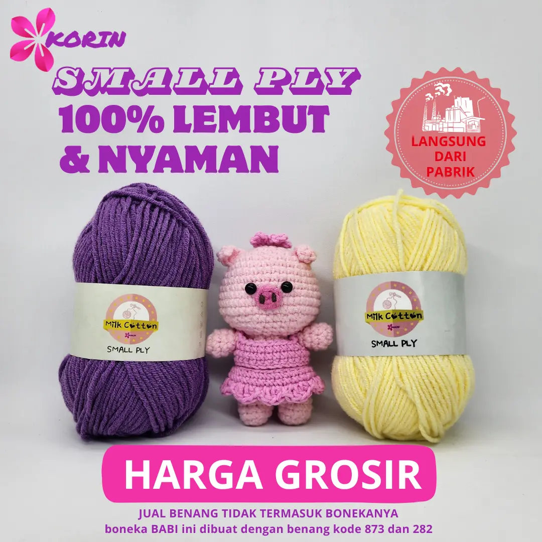 PART 1 Benang Rajut Katun Susu 4 Ply 50gr/ Small PLY Milk Cotton / Cotton Yarn Milk 4ply Korin Asli Kerajinan