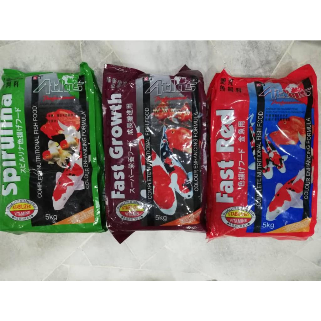 (3xPacks) Atlas Floating Koi Feed Food XL 5kg Fish Aquarium Pond Makanan Ikan Koi Akuarium Kolam