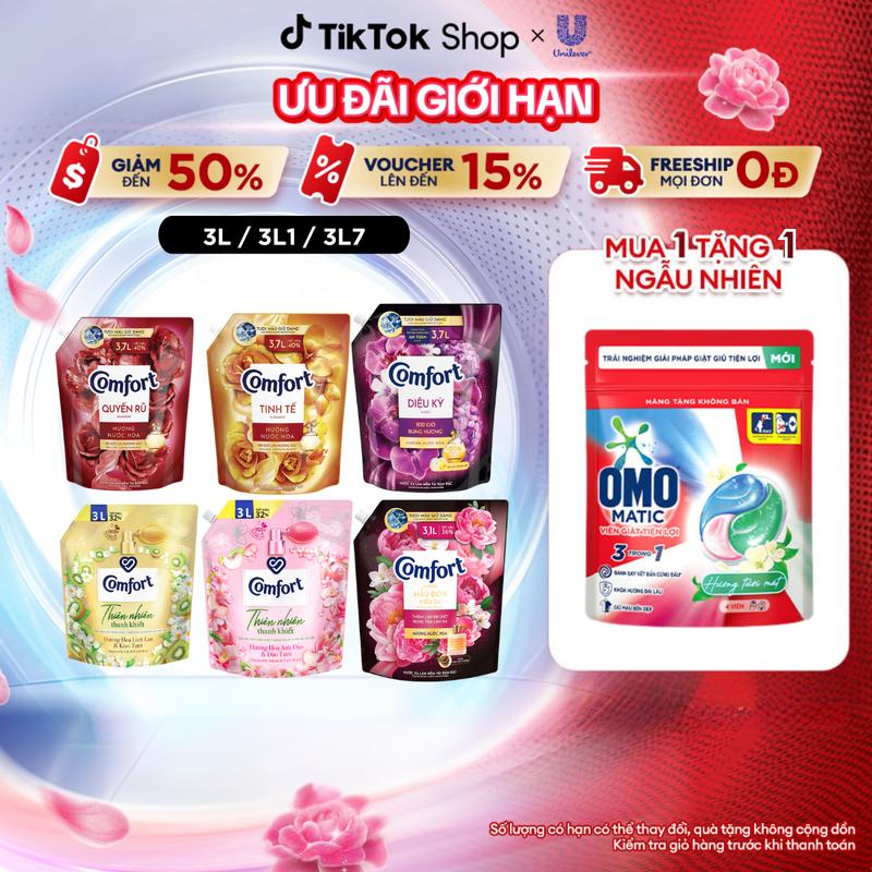 Nước Xả Vải Comfort Hương Nước Hoa 100 Giờ Lưu Hương & Comfort Thiên Nhiên Thanh Khiết Túi 3L/ 3.1L/3.7L [1]