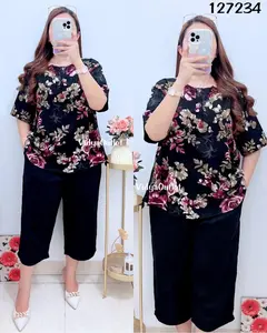 VIDYA - Setelan Mimi 127234 One Set Celana Kekinian Style Terbaru Viral Celana 7Per8 Lengan Pendek