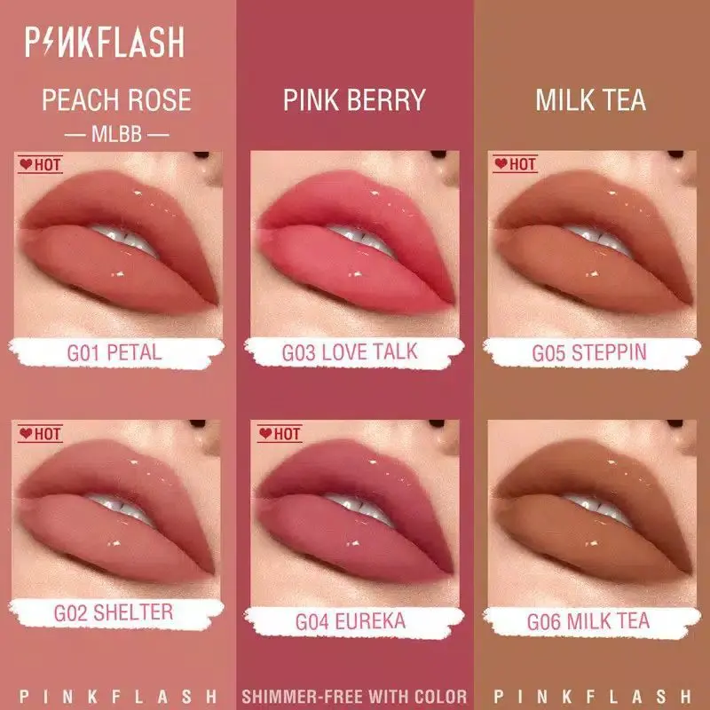 PINKFLASH Lip Gloss Moisturizing Shine and Shimmer Plumping Glasir Bibir 1