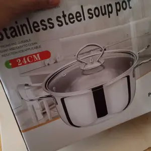 Panci sup soup pot 22cm 24cm stainless steel tutup kaca murah gagang stainless