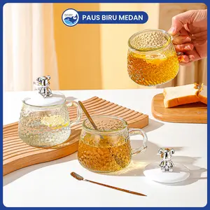 Paus Biru - Gelas Kaca Glass Mug Aesthetic 350ml Gelas Minum Kaca Simple Elegan Water Bottle Cup for Coffee -Tea