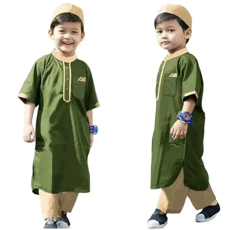 Baju Koko Anak Laki-Laki 1-12 Tahun Setelan Baju Muslim Anak Cowok| Pakistan | Akbar Celana Panjang Katun Pendek 0