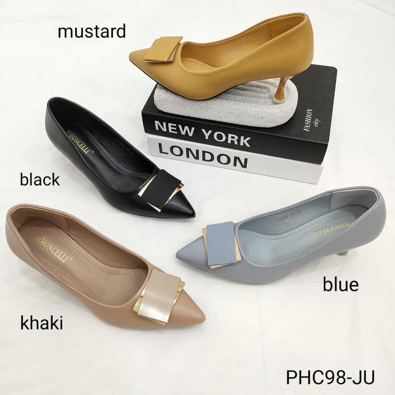 Simoncelli Sepatu Wanita Heels 5 Cm Sepatu Kerja Kuliah Kondangan Heels Kerja Pesta Hitam Khaki Elegant Import PHC98-JU Shoes 9