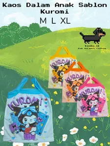 GROSIR 12 PCS Kaos Dalam Singlet Tank Top Anak Perempuan Motif Kuromi Hello Kitty Little Pony Full Print Size M L XL