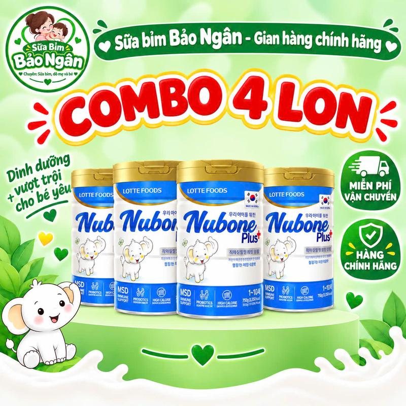 ( COMBO 4 Lon ) Sữa Nubone Nhập Khẩu chính hãng. Đủ số step 1, step 2, plus. Hỗ trợ lên cân, tiêu hóa, hấp thu, đề kháng. Lon 750g - Sữa Bỉm Bảo Ngân.