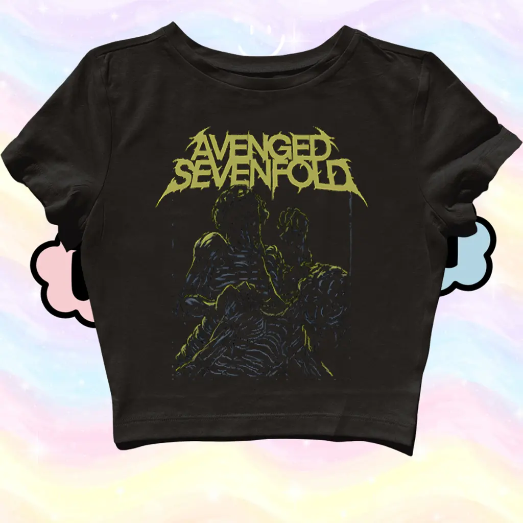 RMTH | CROP TOP AVENGED SEVENFOLD CANNIBAL | GRUNGE | Y2K | METAL | VINTAGE | ANIME | BAND | KPOP | ROCK | STREETWEAR | CROPTOP | CROP TEE | SLIM FIT | AESTHETIC | COTTON COMBED 24S | WANITA DEWASA ANAK